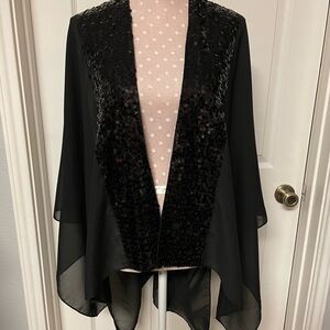 Black, sheer sequence shawl